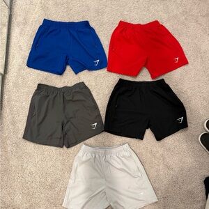 Gym Shark bundle Men's Athletic 5 inch shorts - Blue, Red, Black, Gray, White